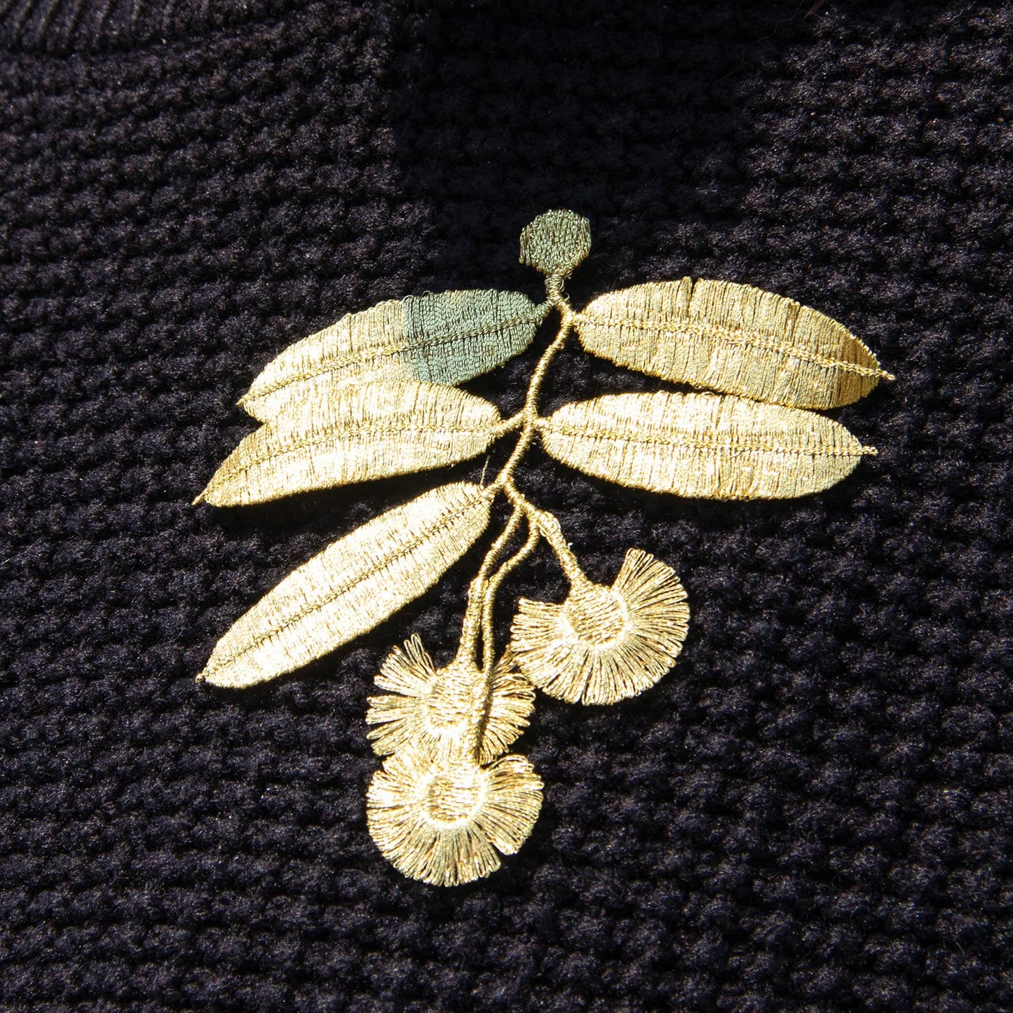 Eucalyptus flowers embroidered brooch