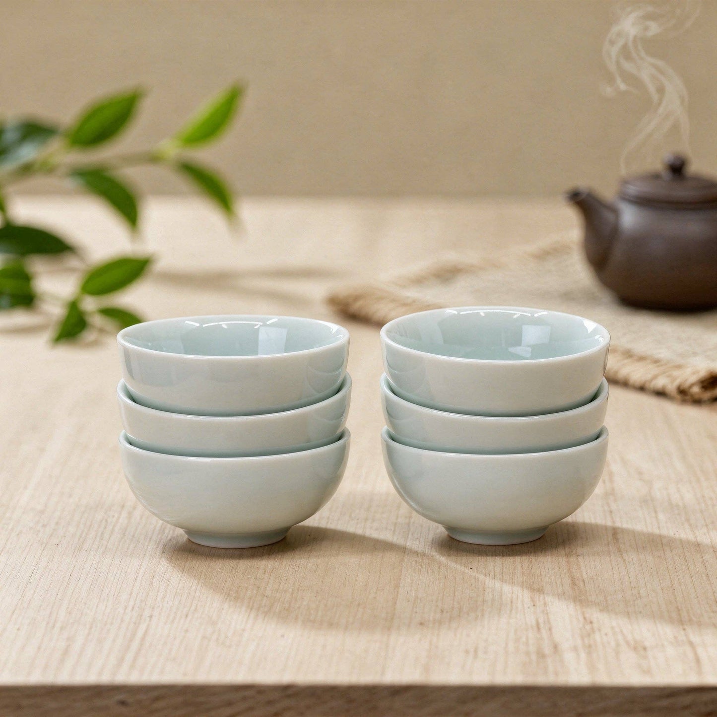 2.5"D Koi Fish Kung Fu Tea Cups 6 Piece Set Sky Blue (1/60)