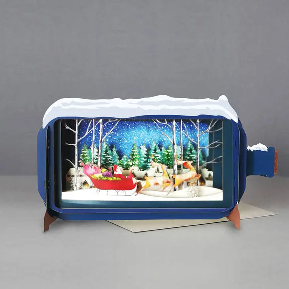 Message In A Bottle Santa In Sleigh Pop Up Card
