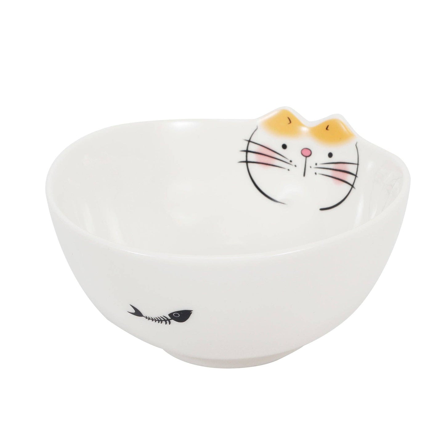 4.25"Dia Porcelain Rice Bowl Cute Cat