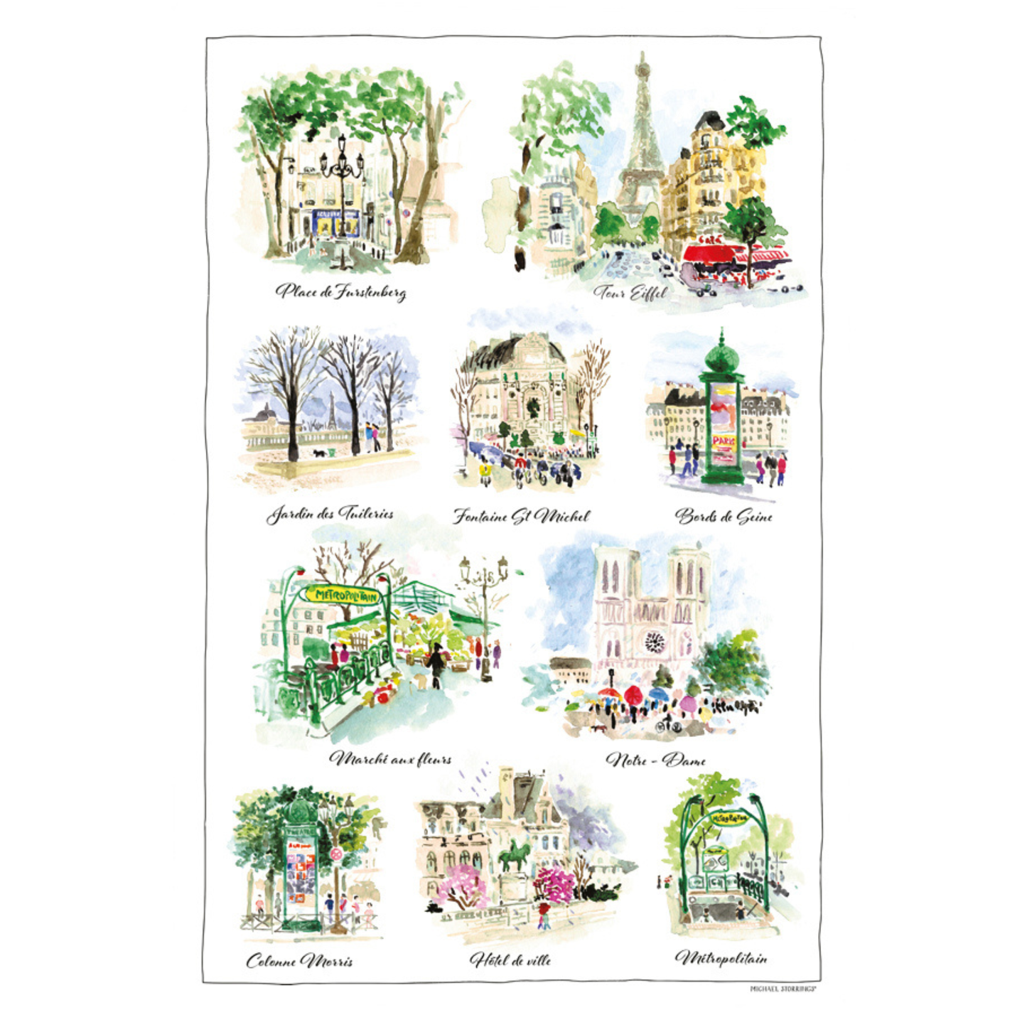 Paris Scenes Tea Towel