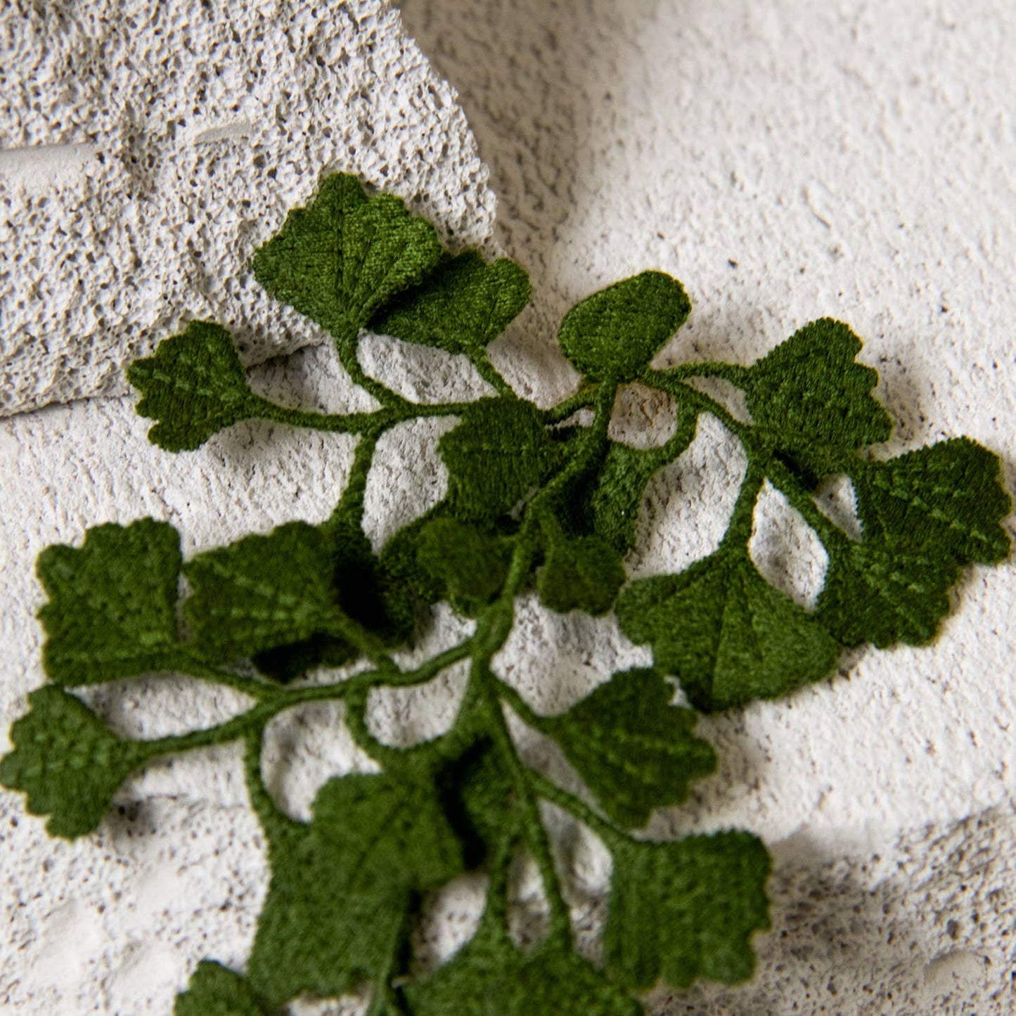 Maidenhair fern embroidered brooch