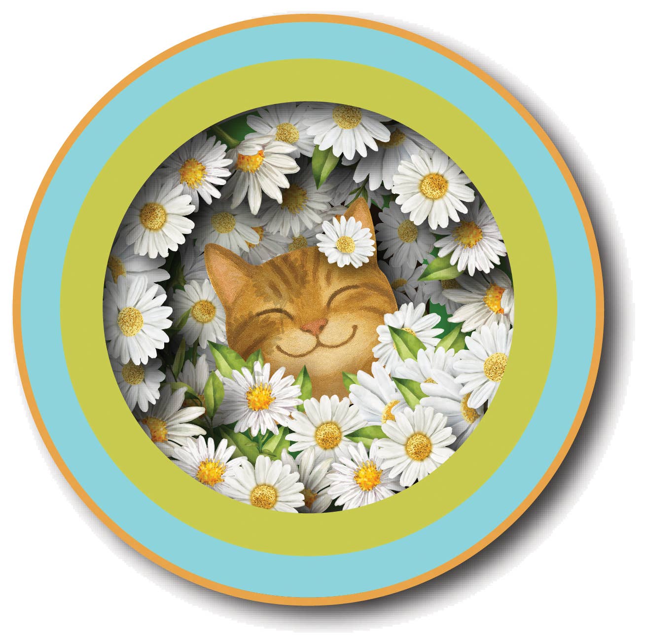 A cup of tea pop up card - cats in daisy