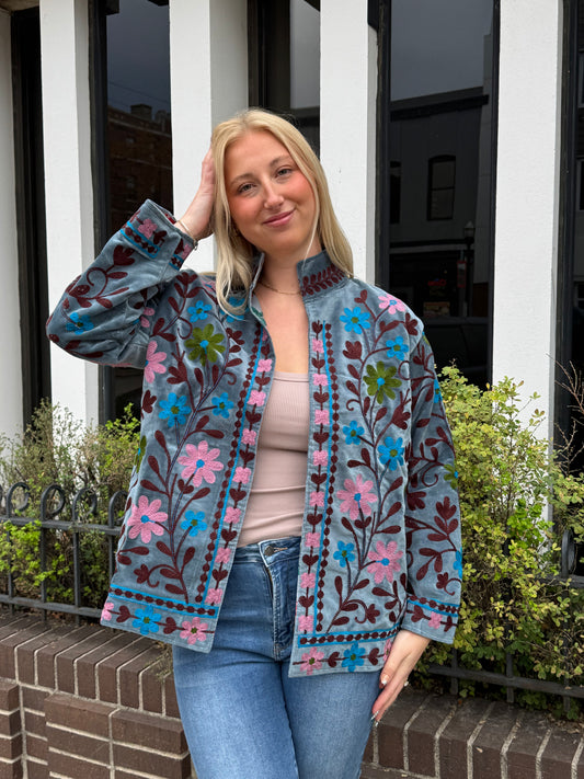 10Q. Velvet Suzani Short Jacket