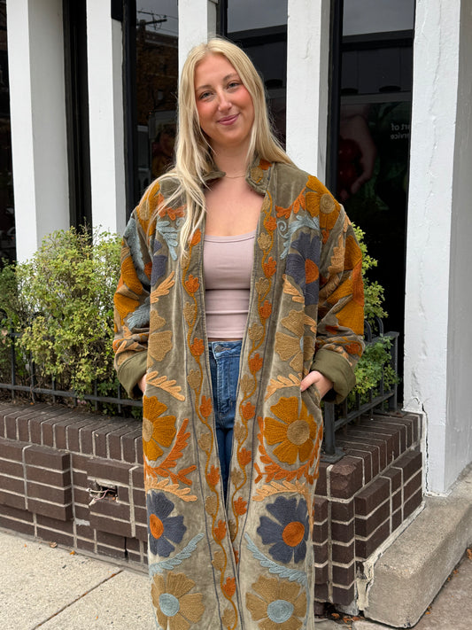 12A. Long Velvet Embroidered Jacket