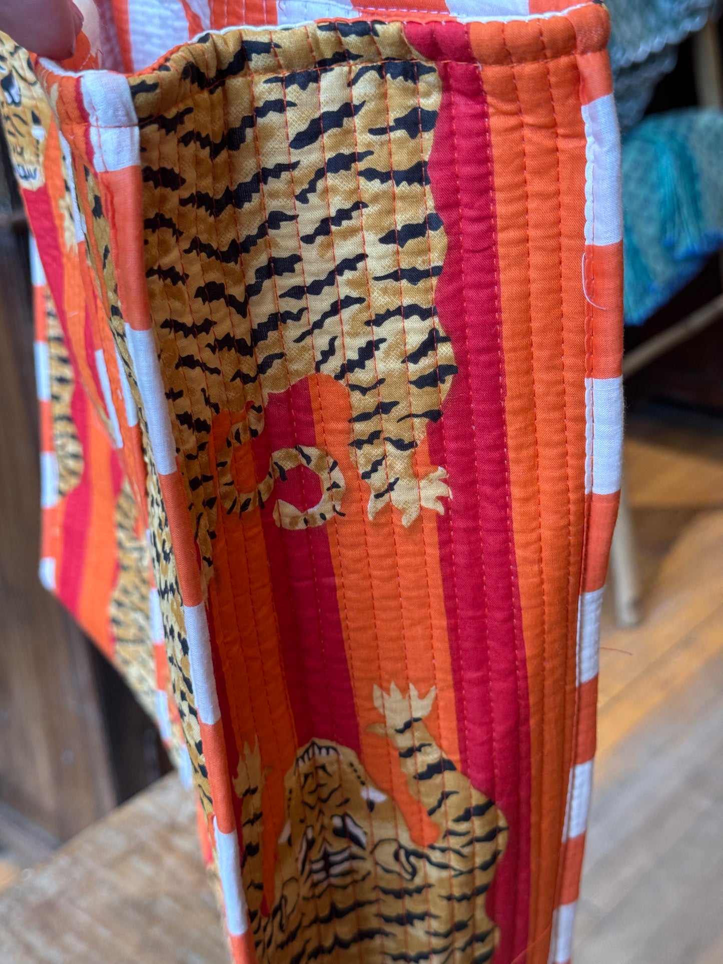 Orange Tiger Stripe Cotton Tote