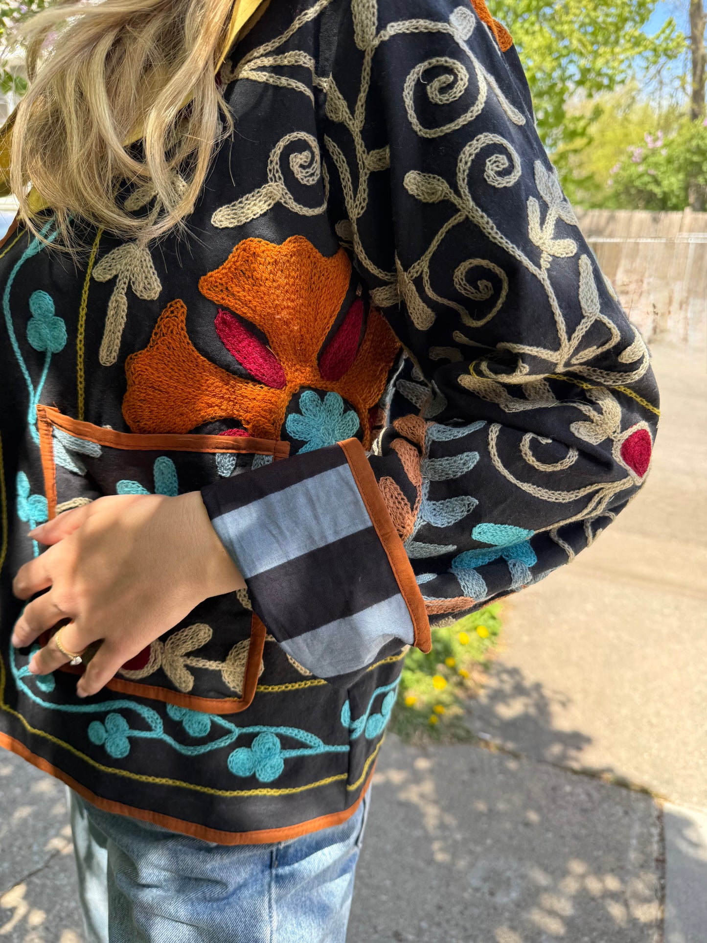 Embroidered Yellow Ruffle Jacket