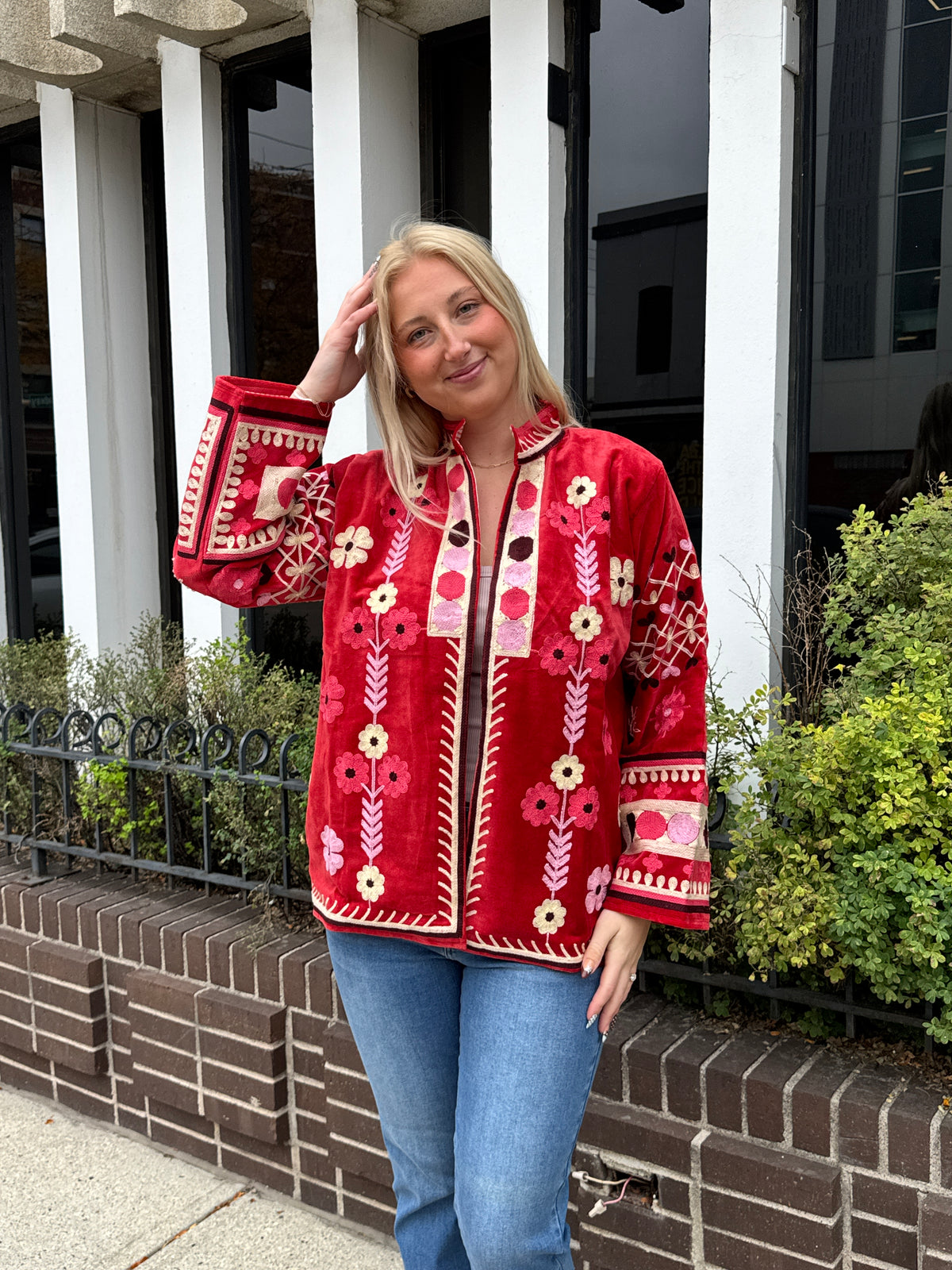 10P. Velvet Suzani Short Jacket