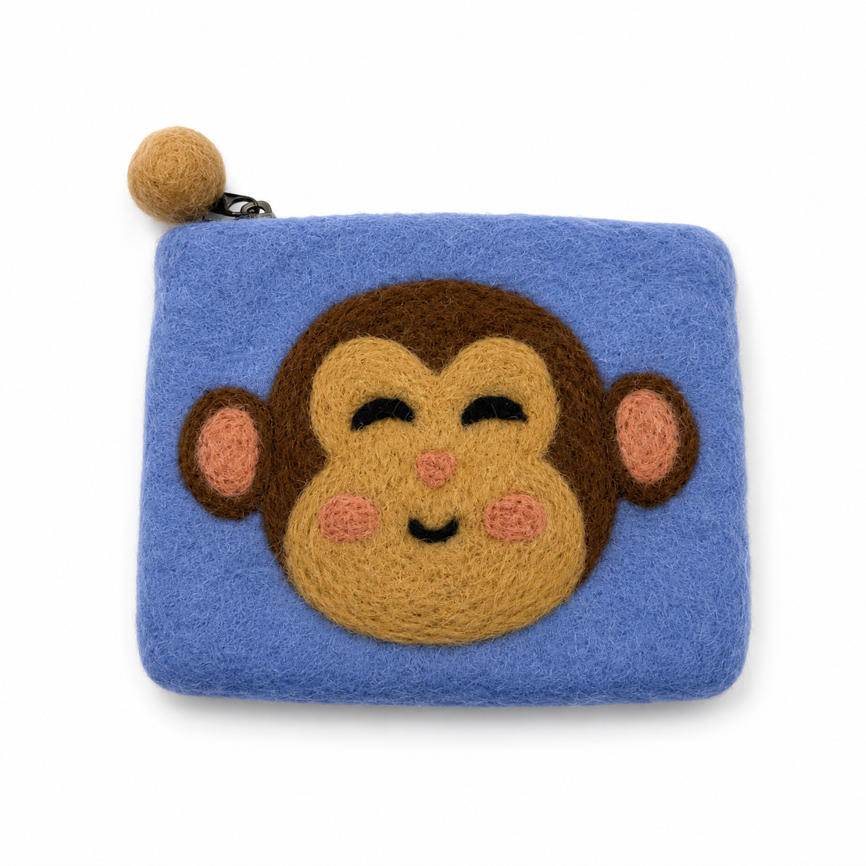 Handmade Felted Wool Monkey Coin Purse
