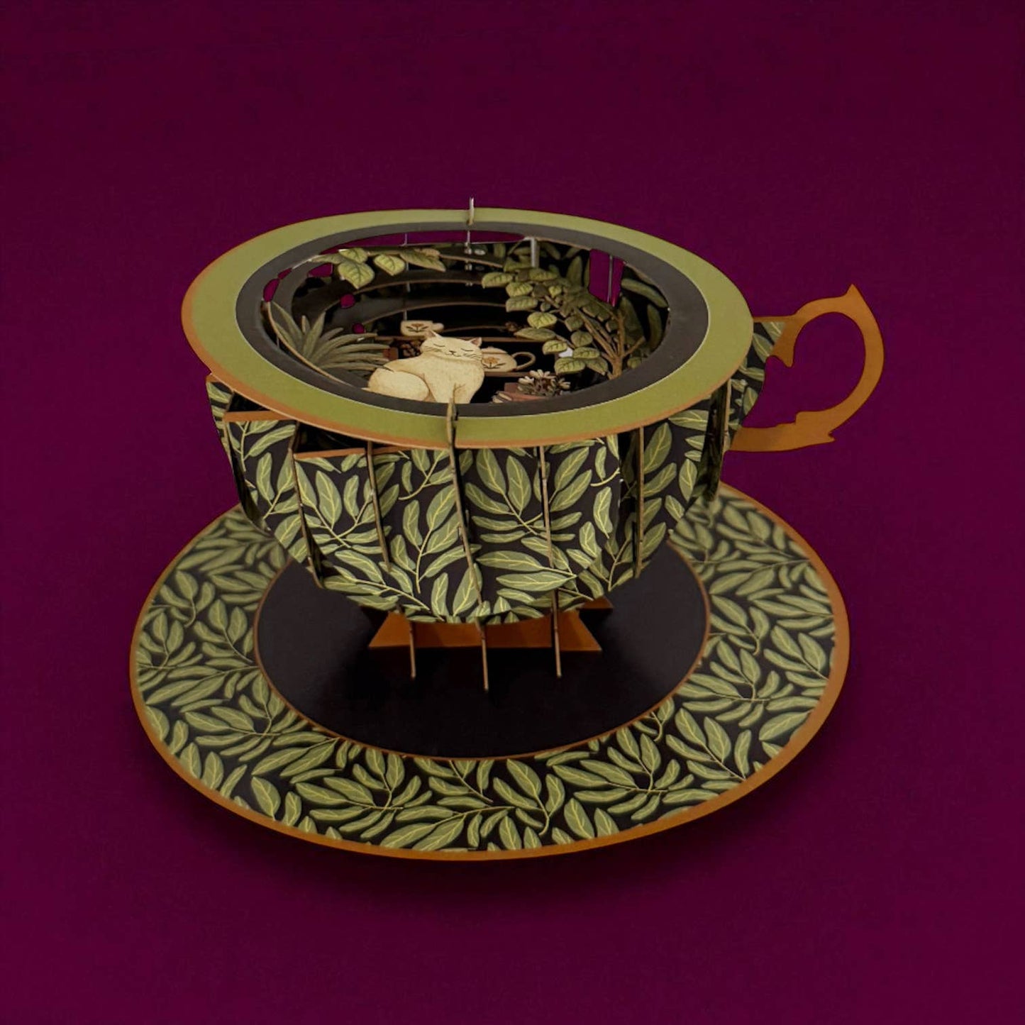 A cup of tea pop up card - Cats