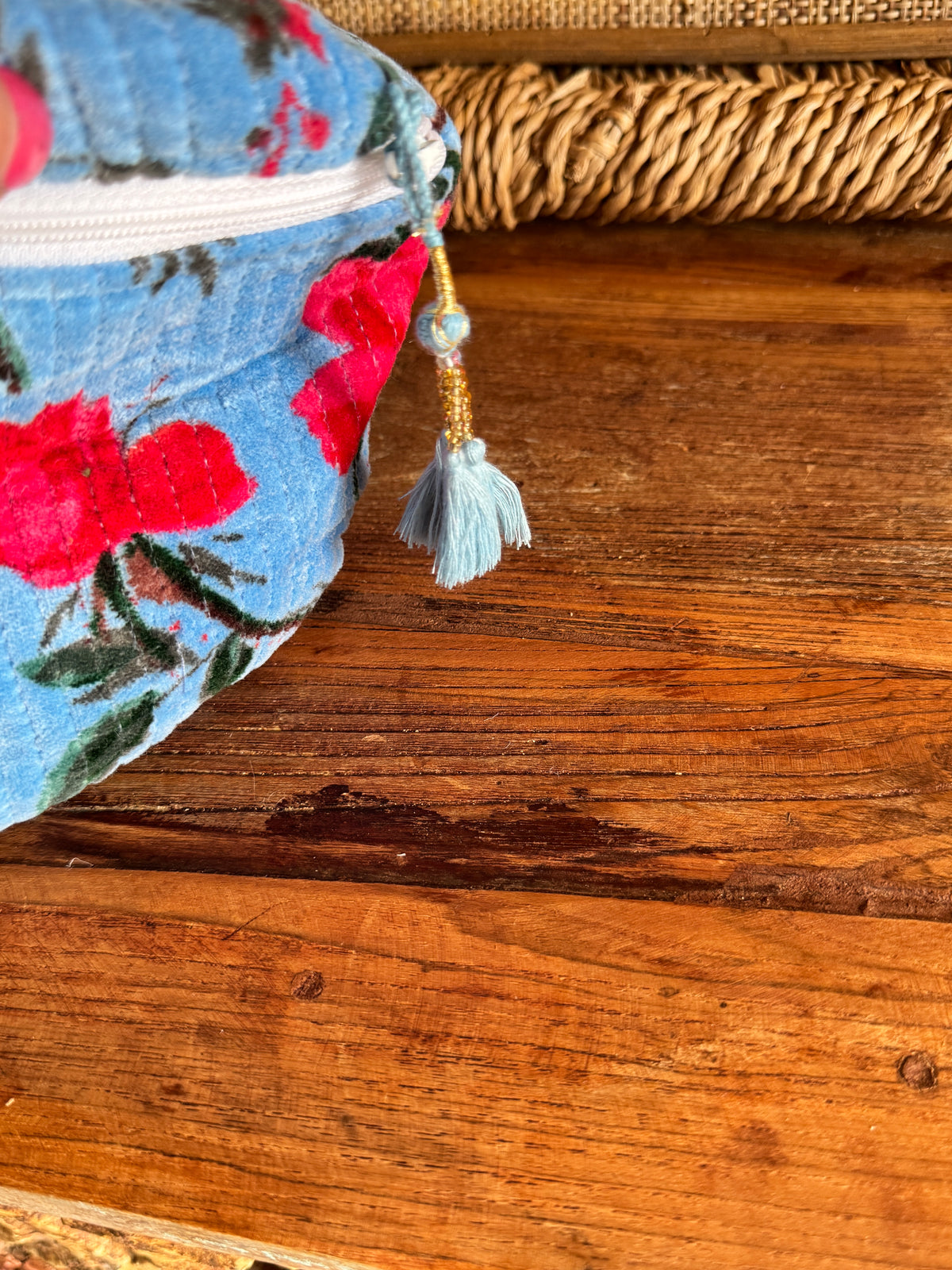 Velvet Makeup Pouch With Handle