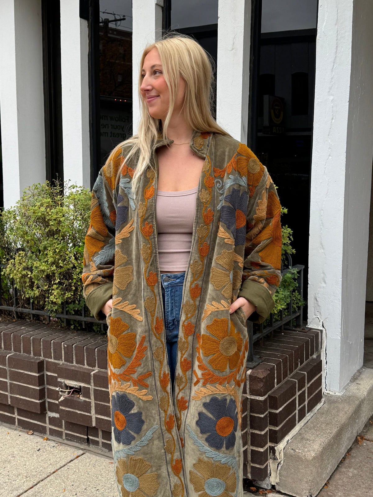 12A. Long Velvet Embroidered Jacket