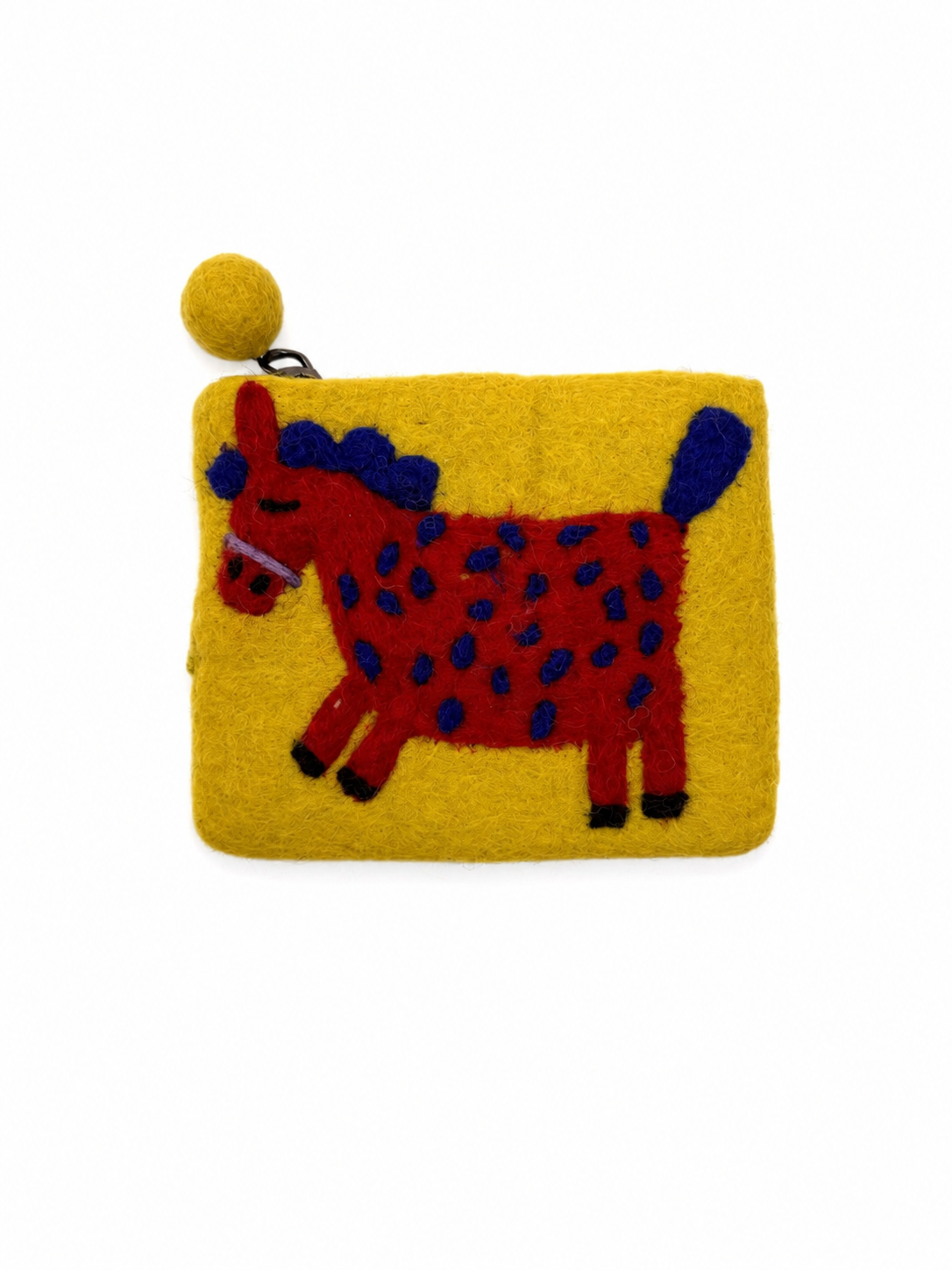 Handmade Felted Wool Spotted Horse Coin Purse