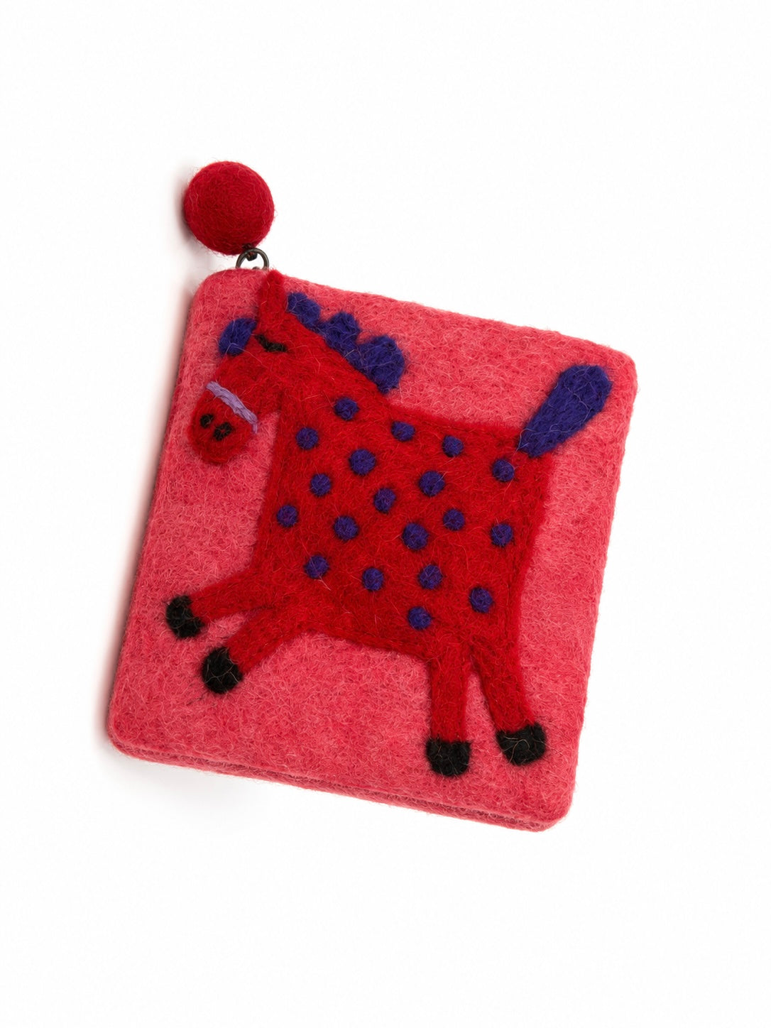 Handmade Felted Wool Spotted Horse Coin Purse