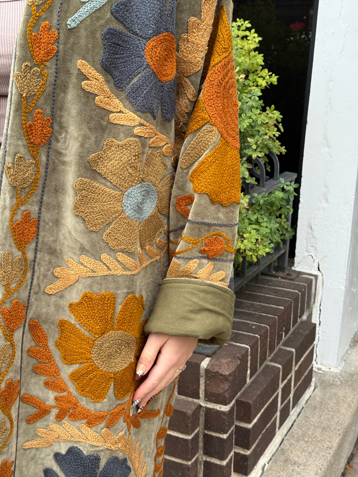 12A. Long Velvet Embroidered Jacket