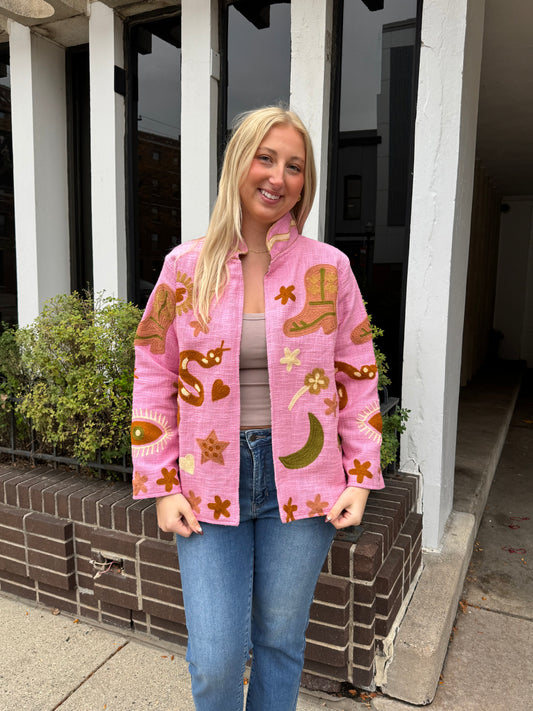 16H. Jute Suzani Short Jacket