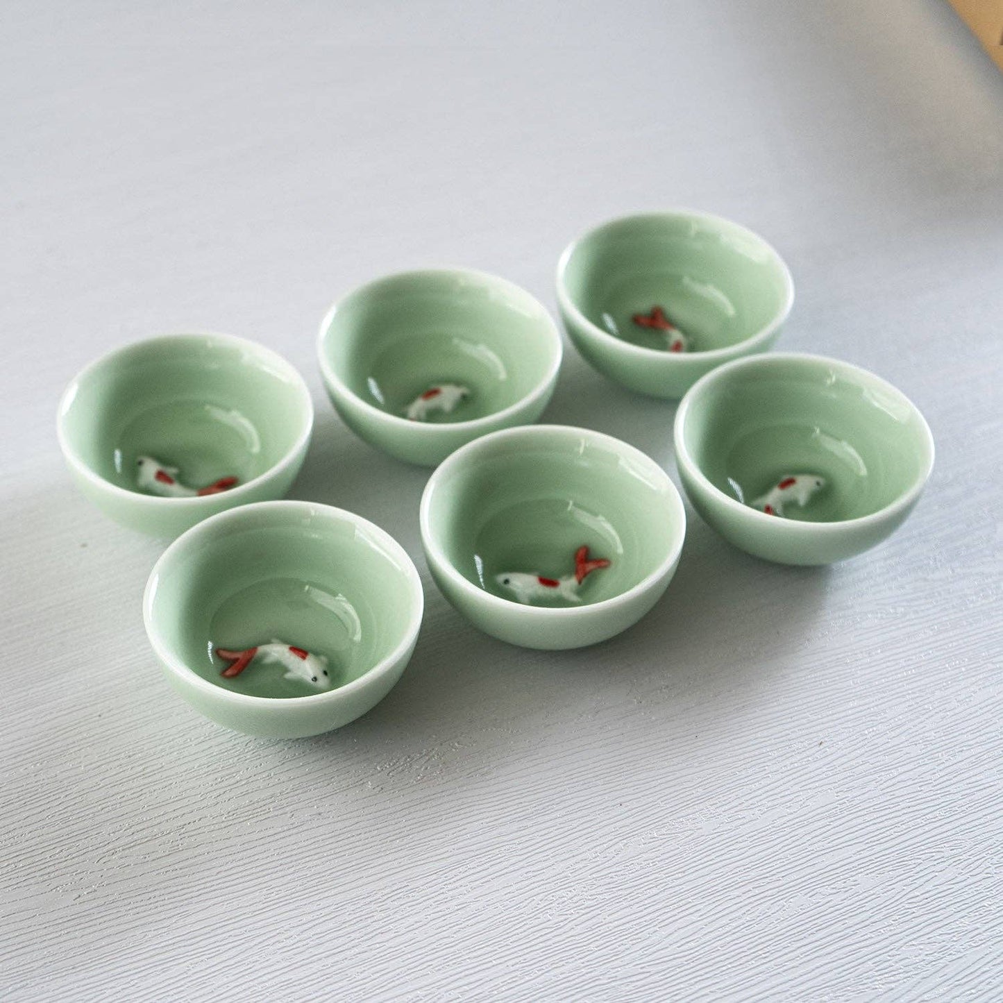 2.5"D Koi Fish Kung Fu Tea Cups 6 Piece Set