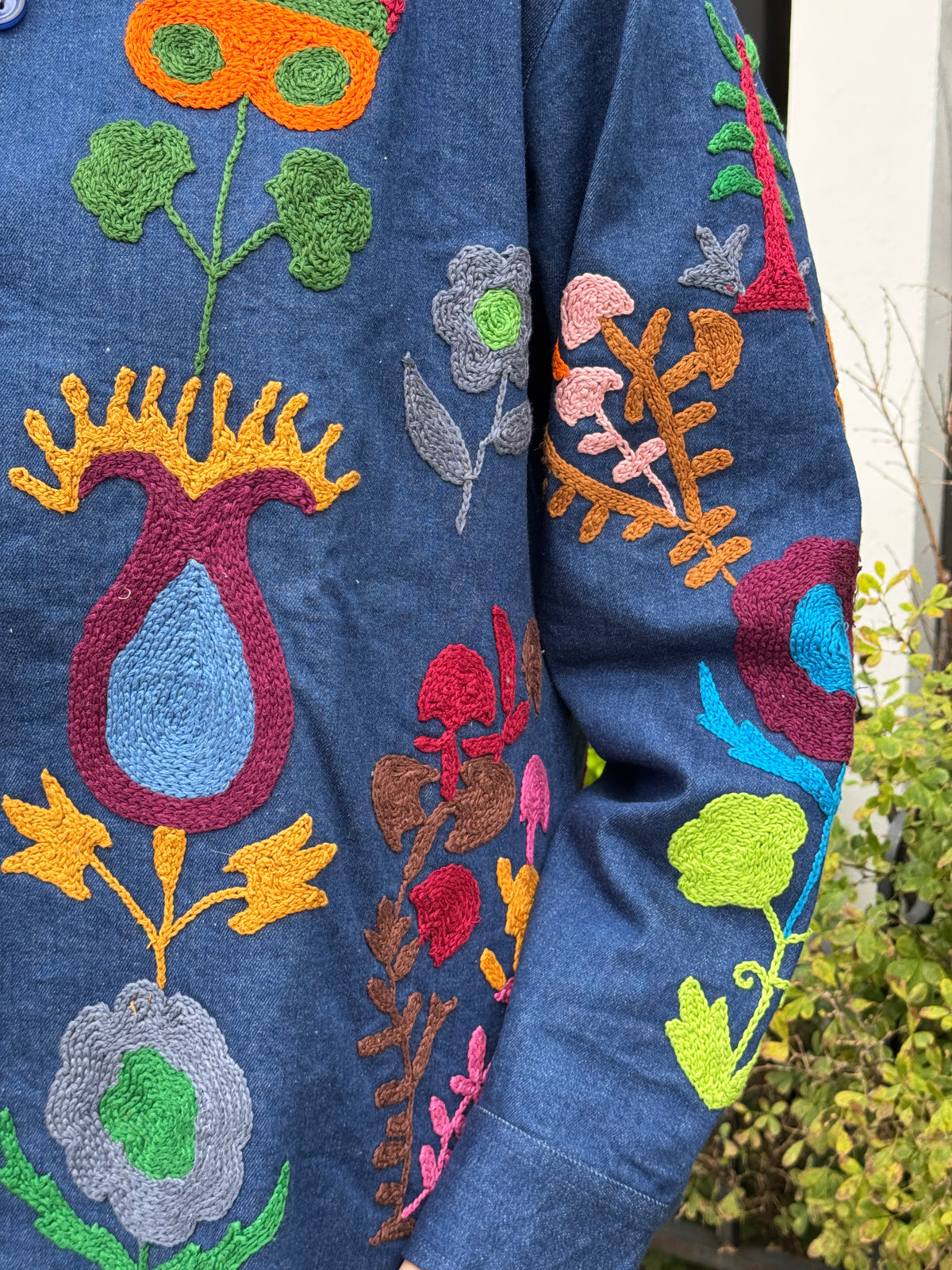 6. Denim Hand Embroidered Jacket