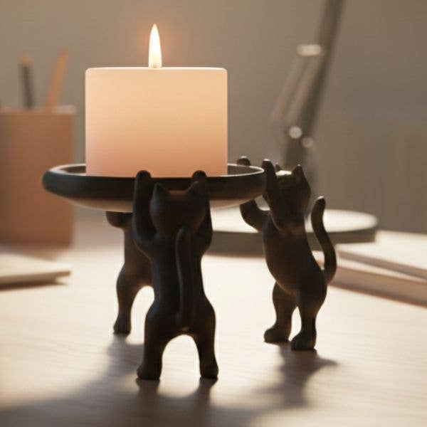 3 Cat Candle Holder