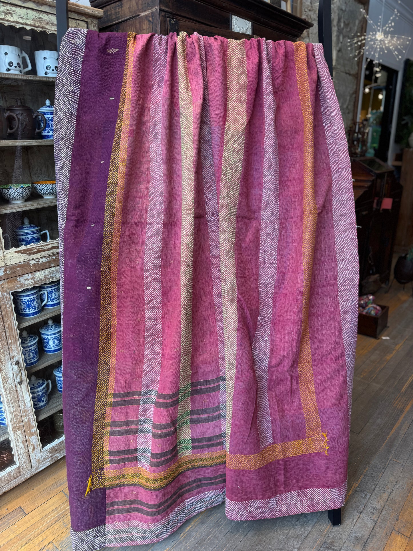 No. 67  Vintage Cotton Handstitched Kantha Throw