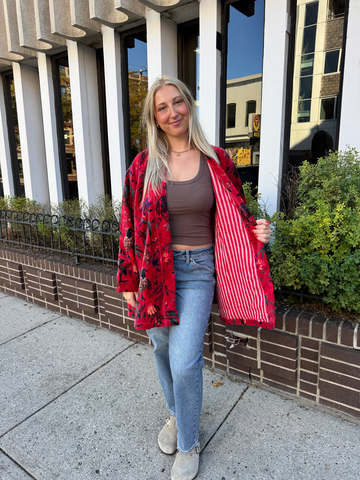 Velvet Free Size Colorful Bird Jacket