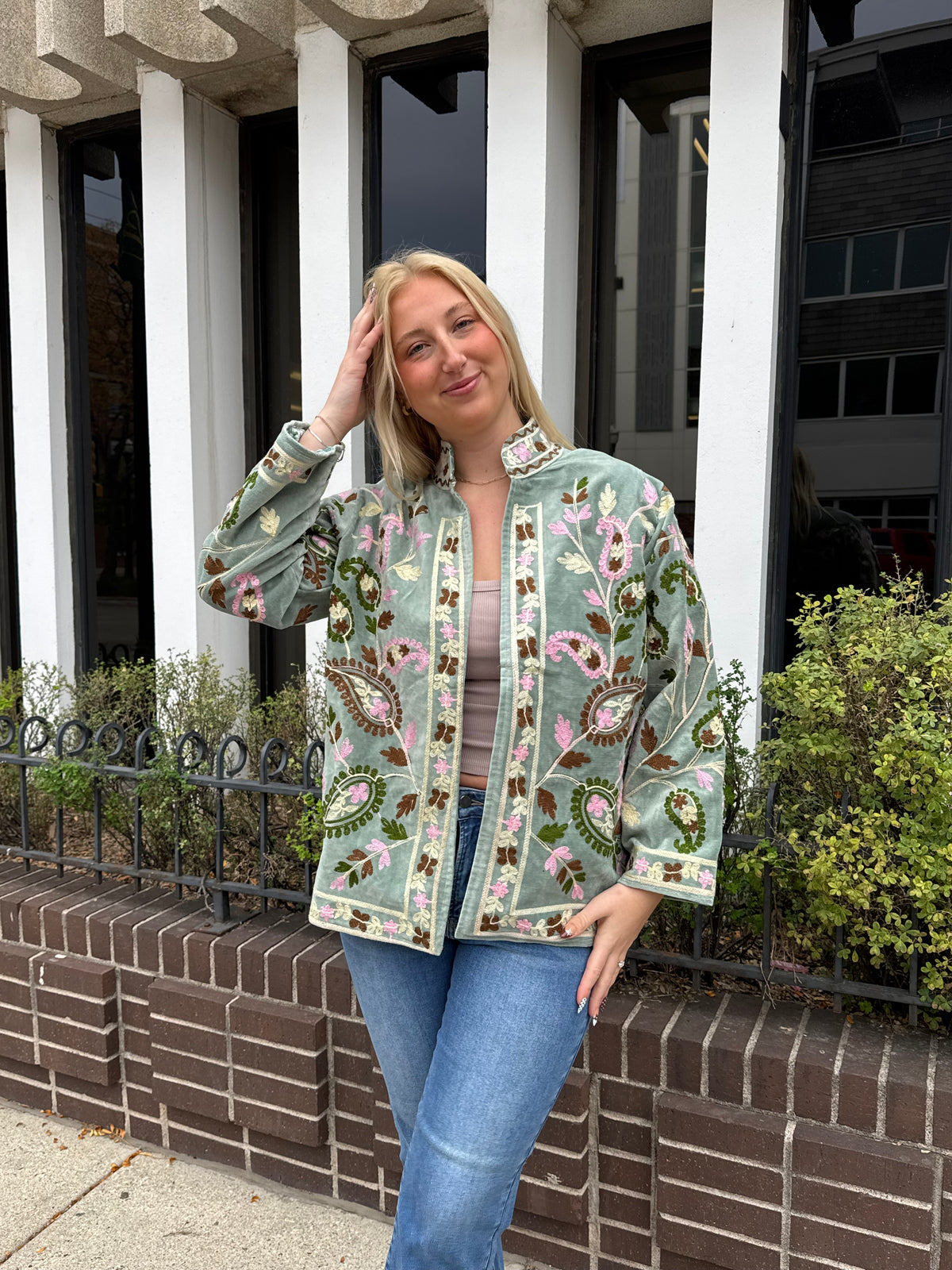 10S. Velvet Suzani Short Jacket