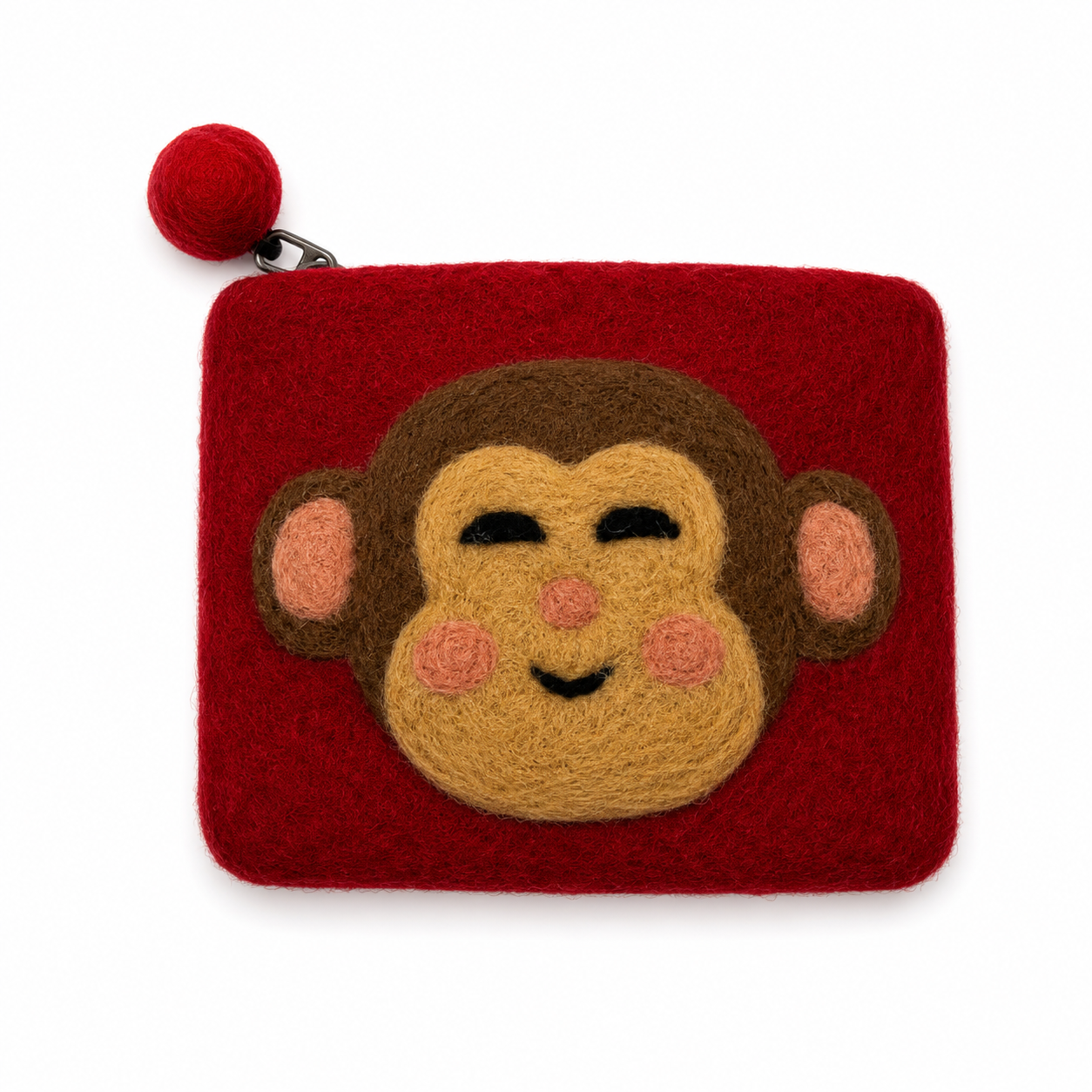 Handmade Felted Wool Monkey Coin Purse