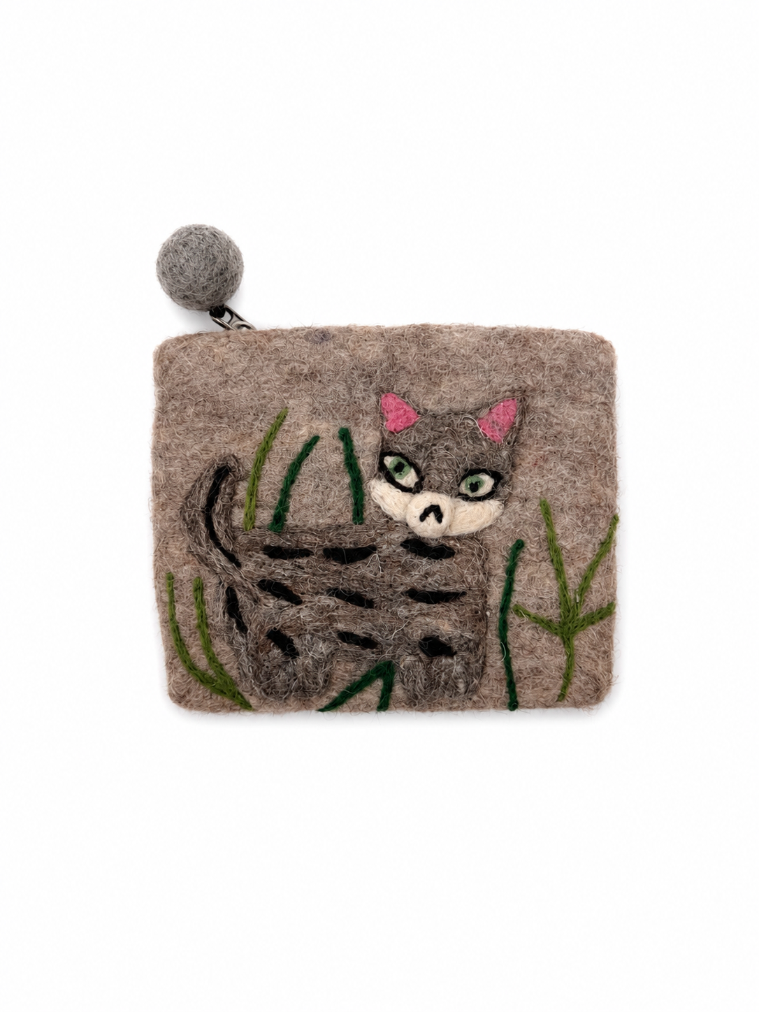 Handmade Felted Wool Forest Kitty Coin Purse