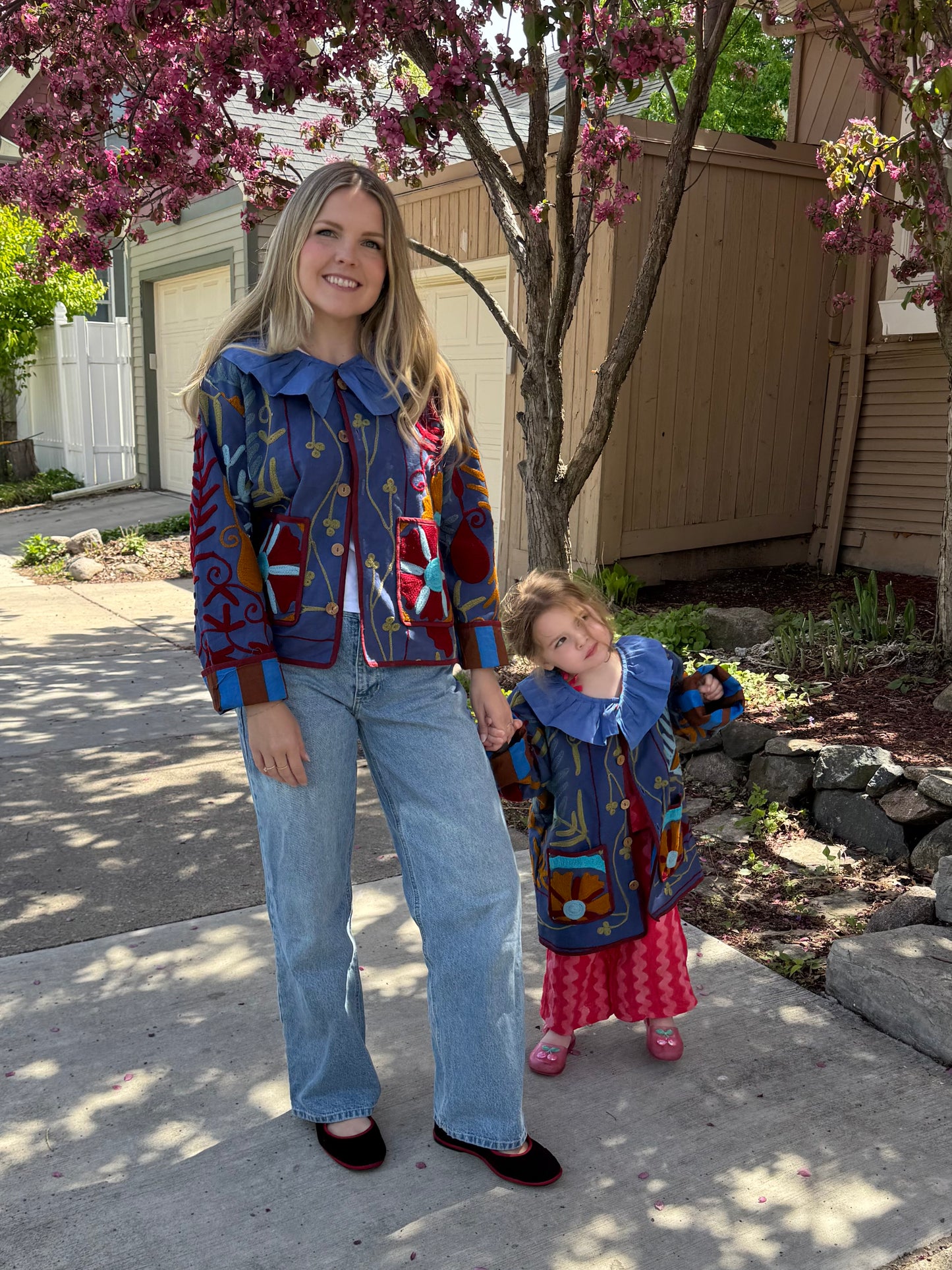 Embroidered Blue Ruffle Jacket