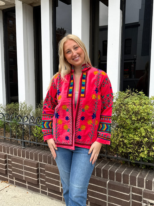 10W. Velvet Suzani Short Jacket