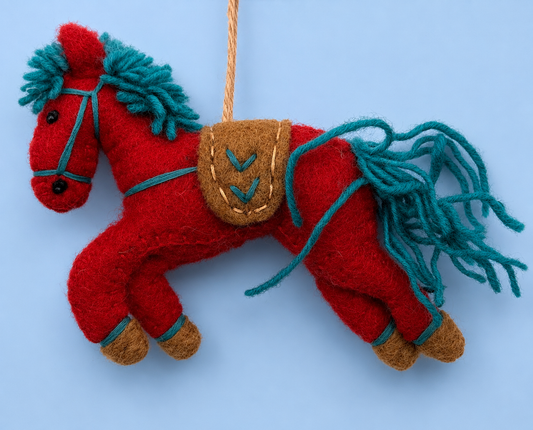 Handmade Felted Ruby Red Horse