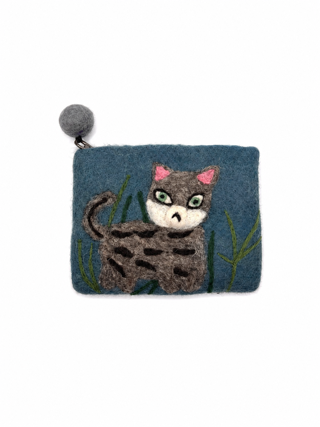 Handmade Felted Wool Forest Kitty Coin Purse