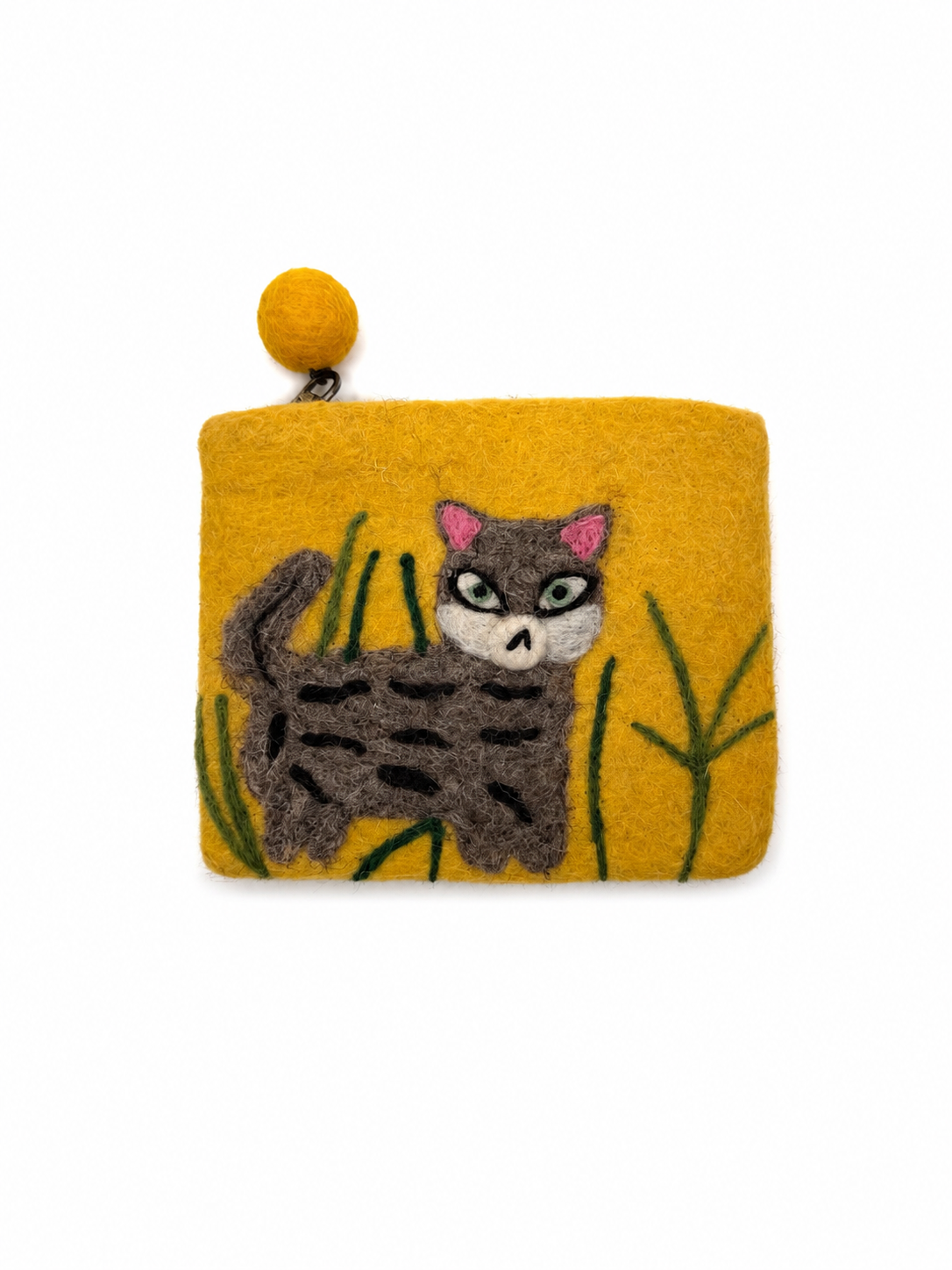 Handmade Felted Wool Forest Kitty Coin Purse