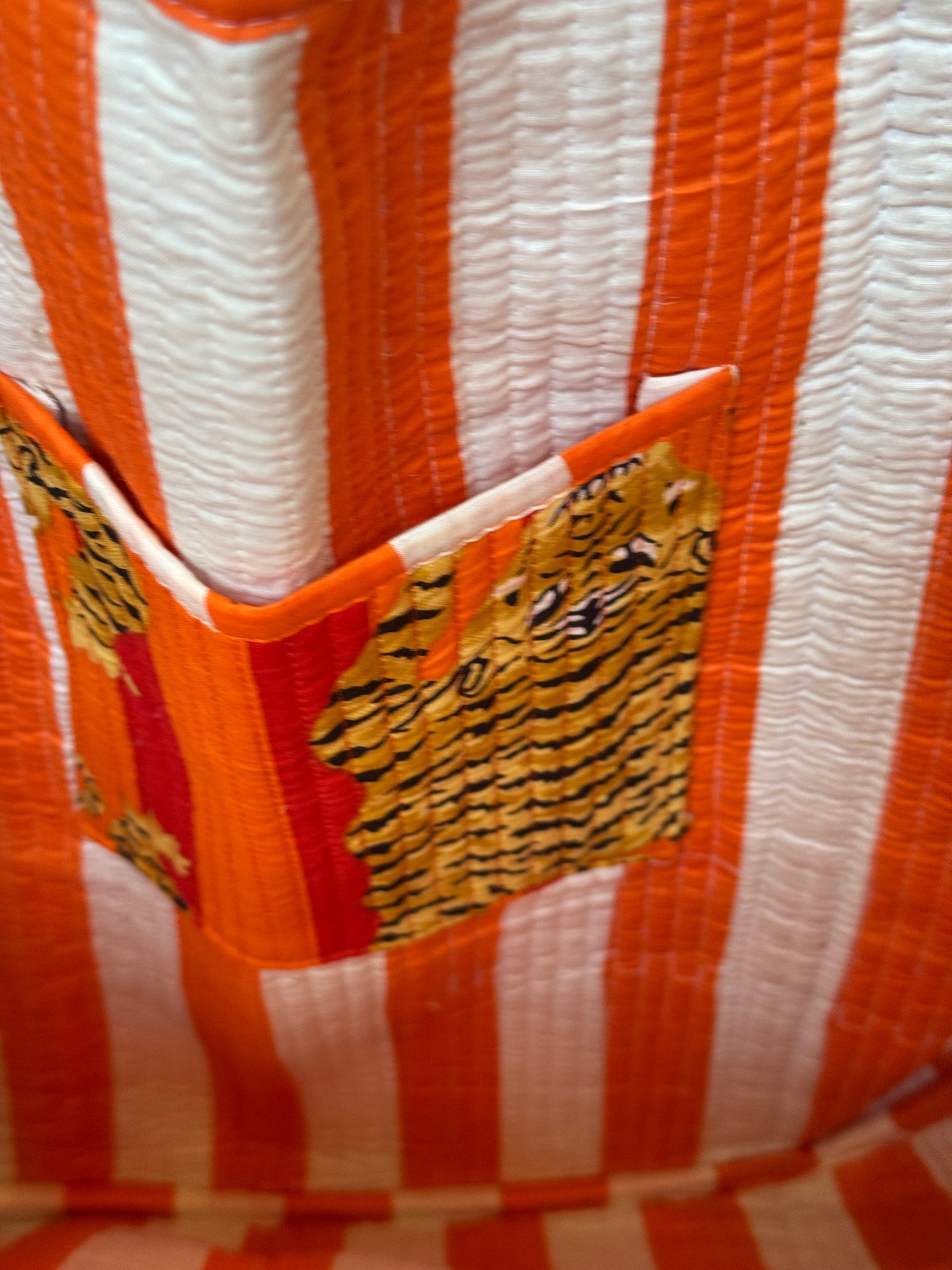 Orange Tiger Stripe Cotton Tote