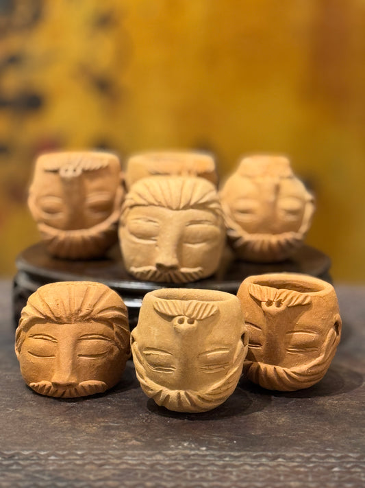 Handmade Pottery Upside Down Mustache Man Pot
