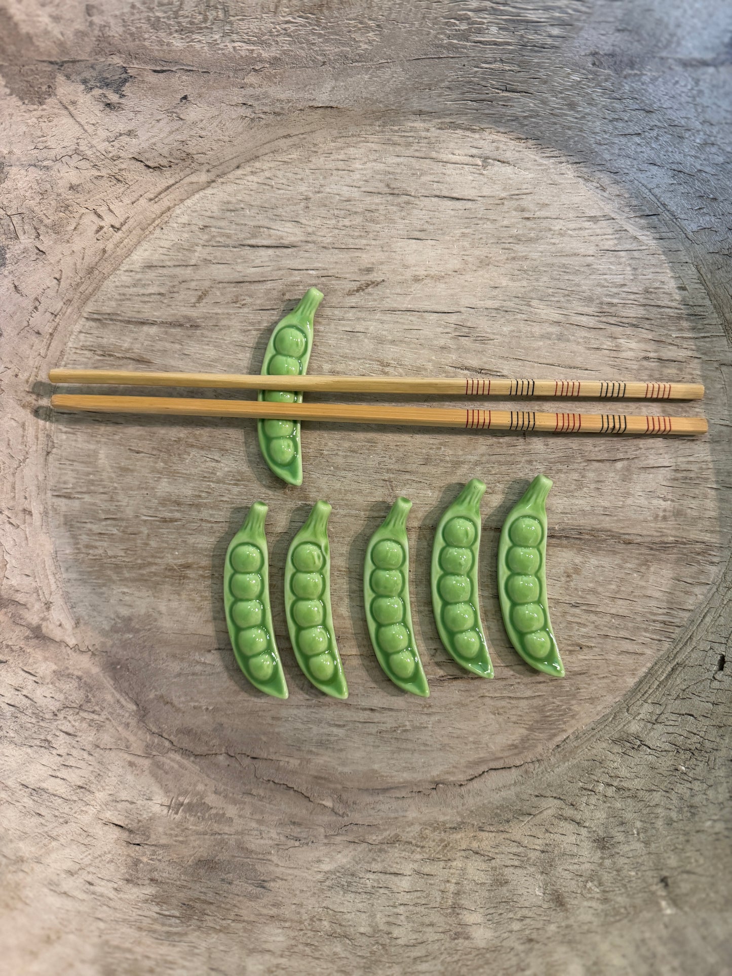 Set Of 6 Peapod Chopstick Holders