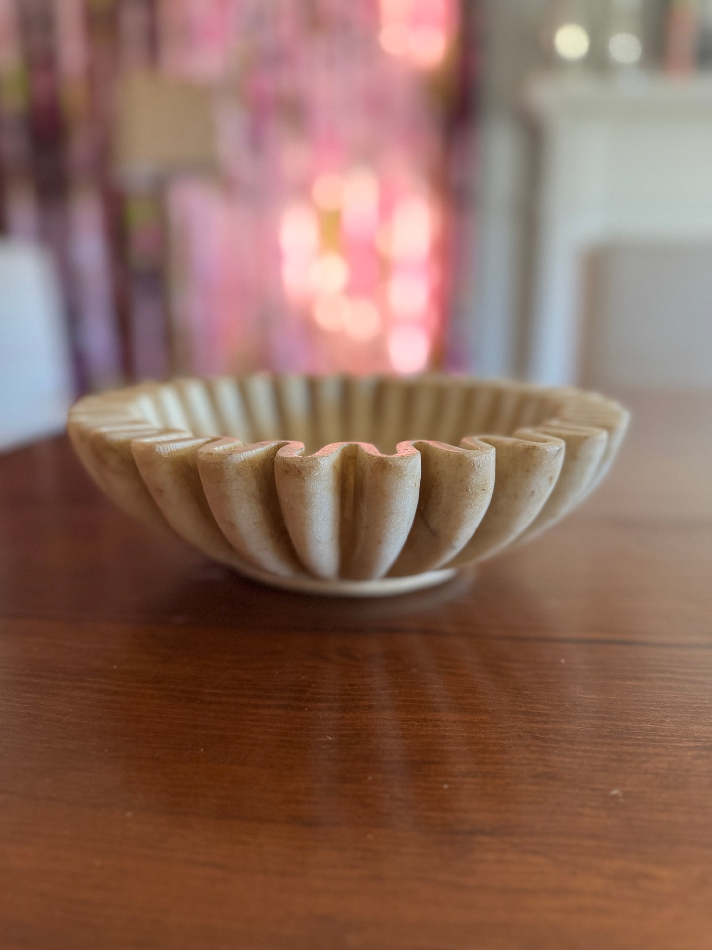 XL Round Fluted Marble Bowl
