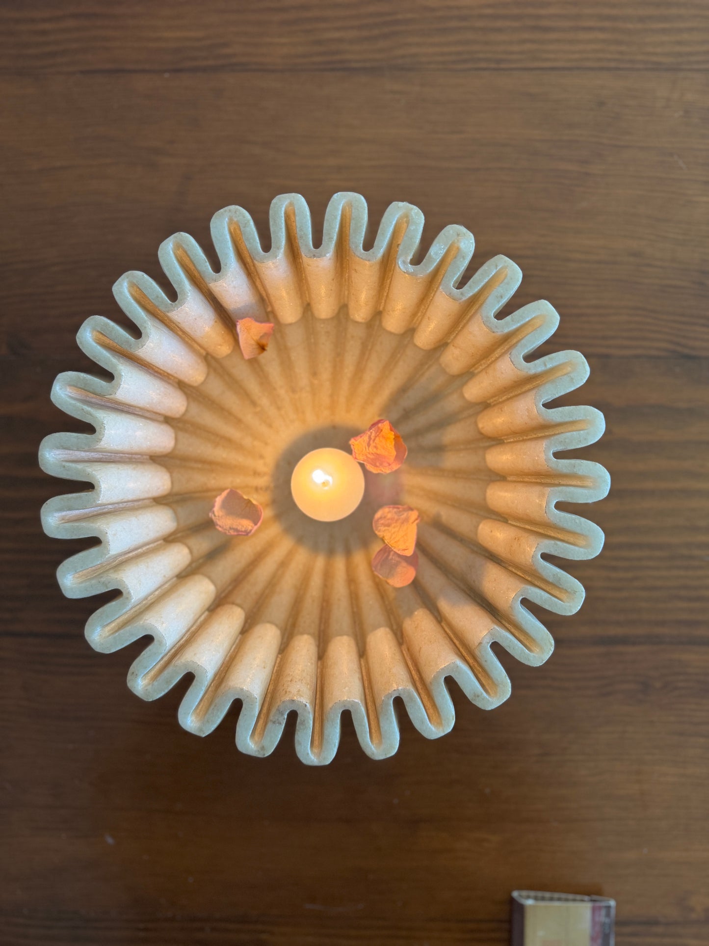 XL Round Fluted Marble Bowl