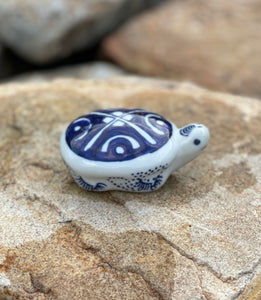 Painted Porcelain Blue & White Turtle