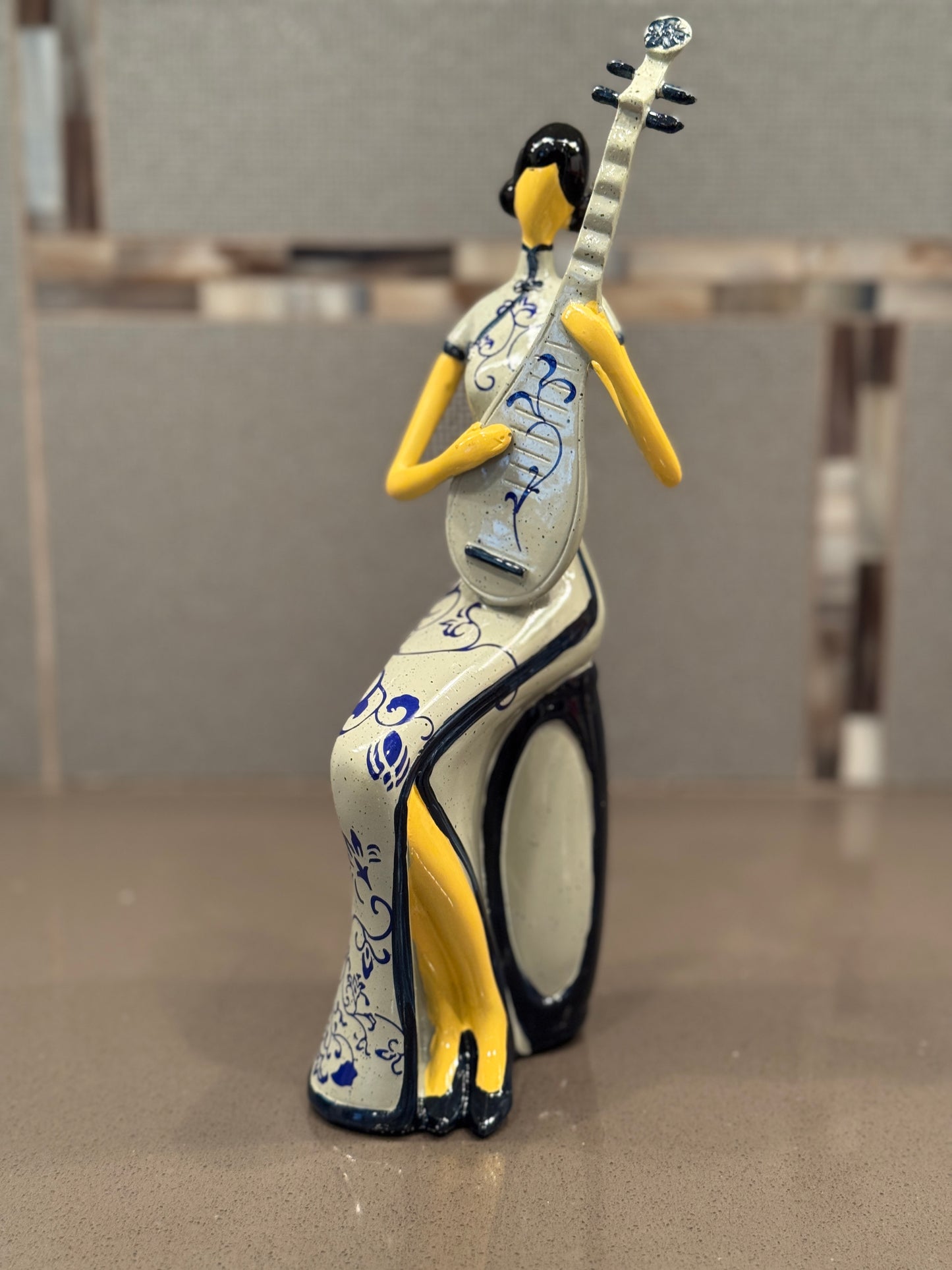 Traditional Asian Women Playing An Pipa Instrument