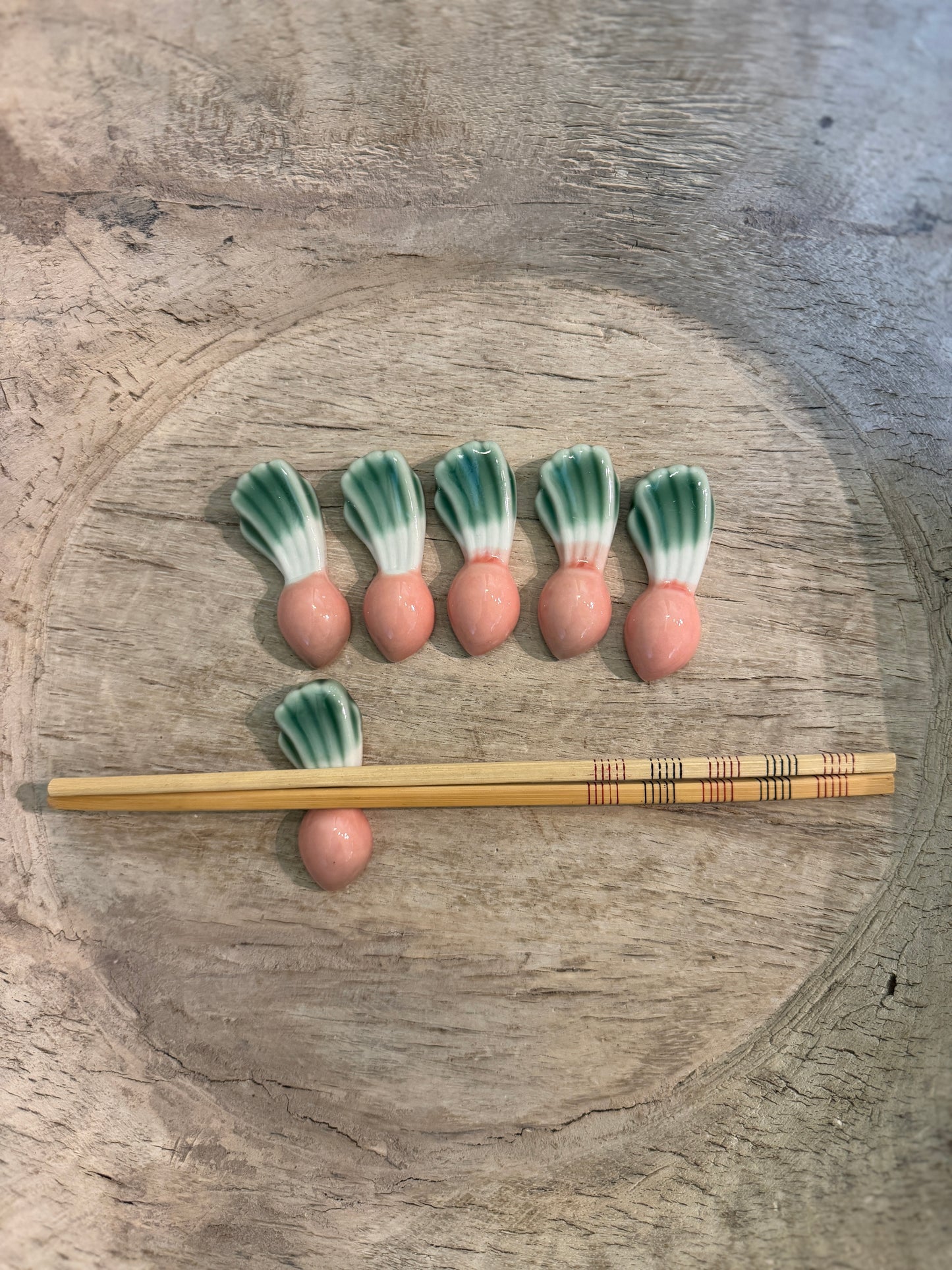 Pink Radish Ceramic Chopstick Holder Set of Six