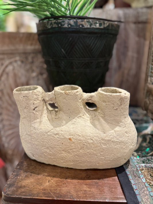 Rustic Three Hole Paper Mache Pot