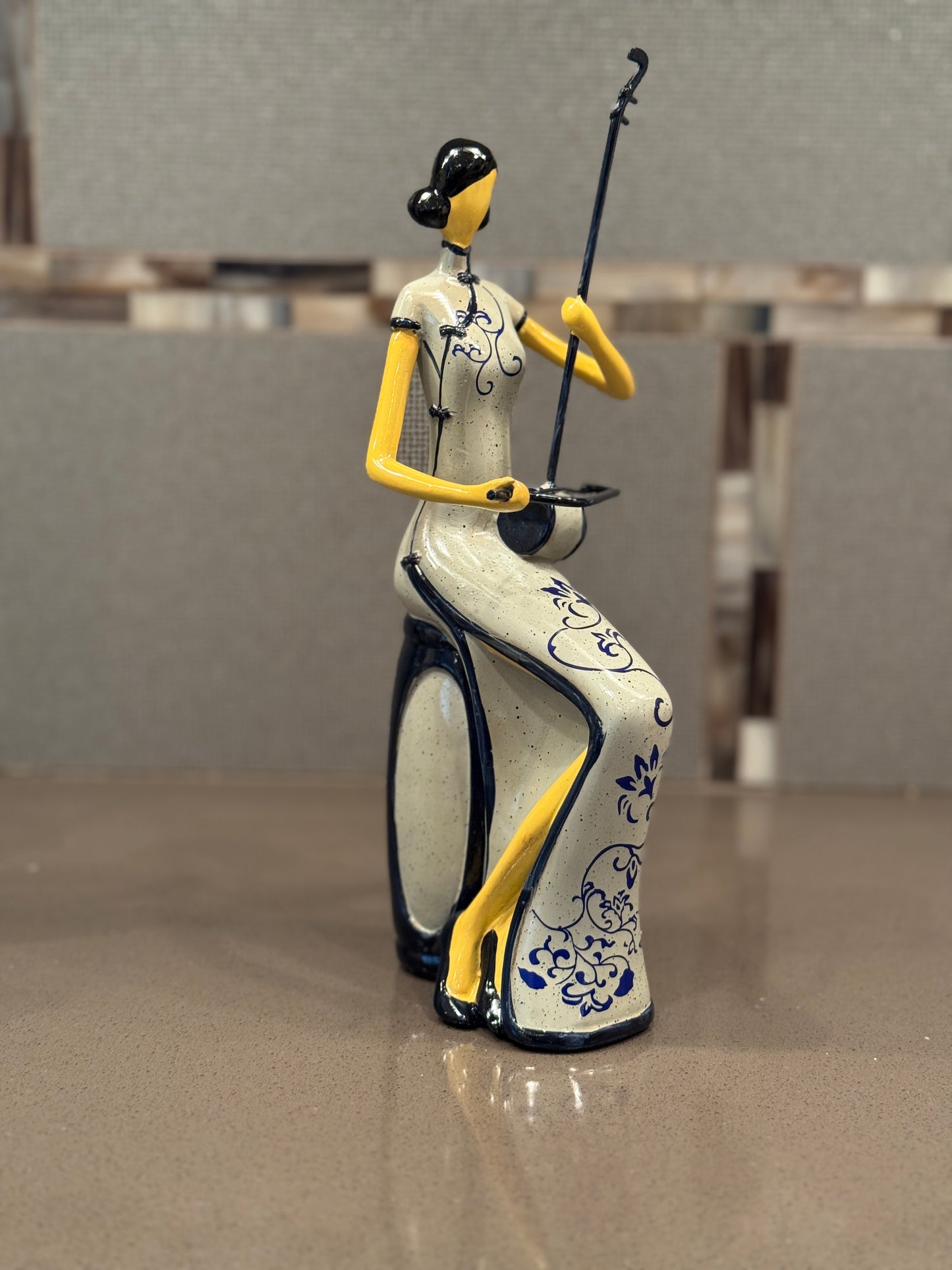 Traditional Asian Women Playing A Erhu