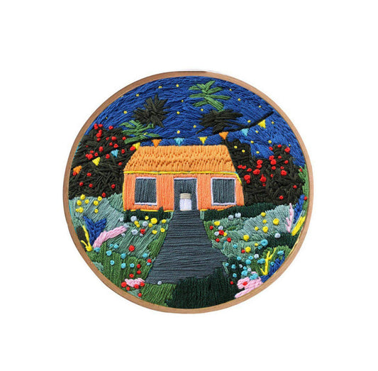 Cottage with Flowers Cross Stitch Kit