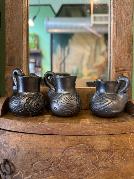 Mini Black Pottery Handled Vase