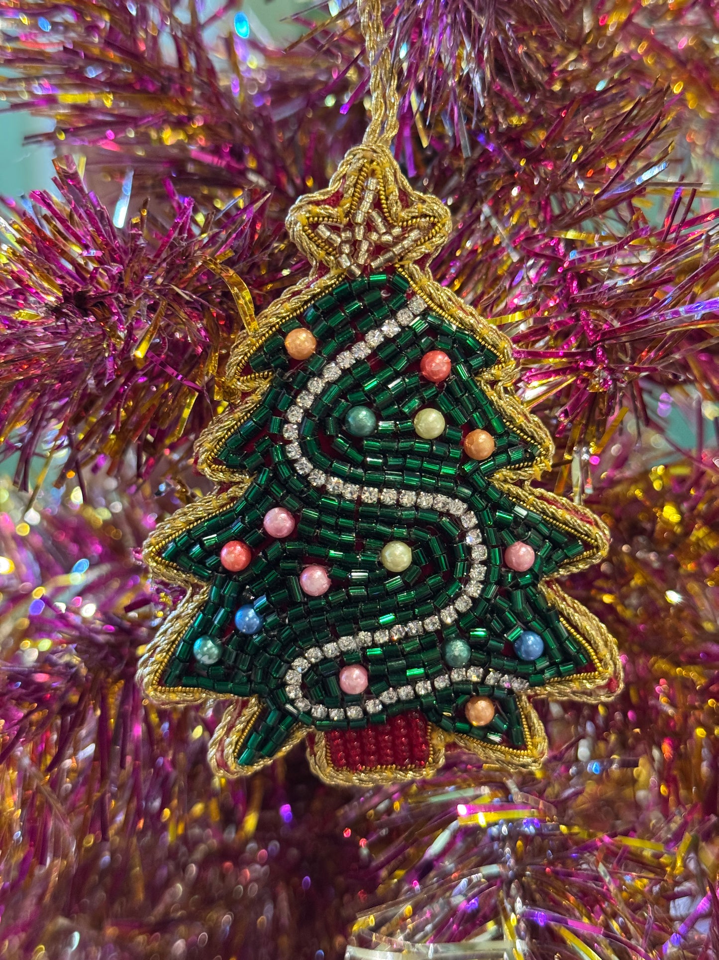 Hand Beaded Christmas Tree Ornament