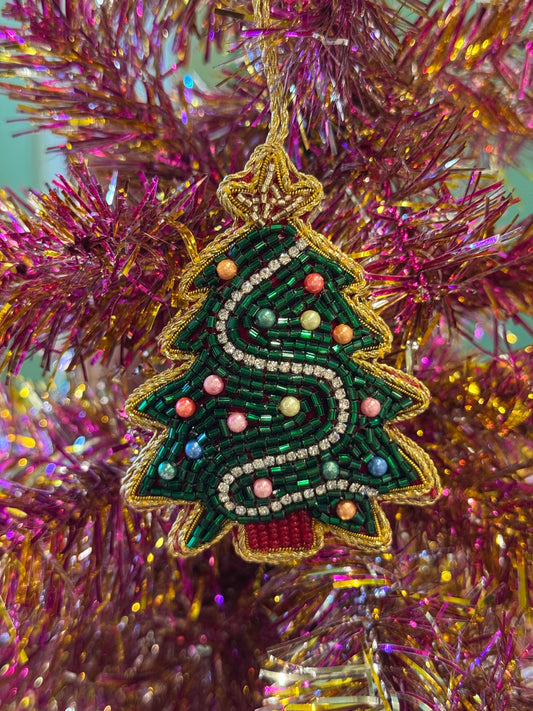 Hand Beaded Christmas Tree Ornament