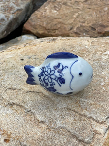 Painted Blue & White Porcelain Fish