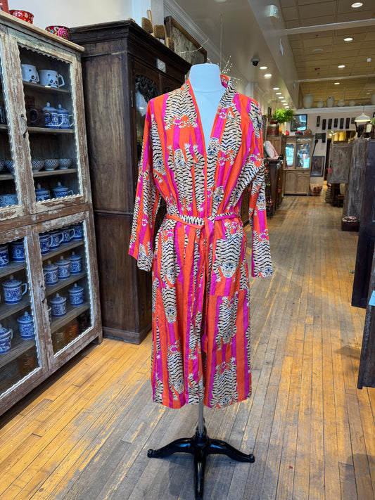 Tiger Print Orange & Pink Robe