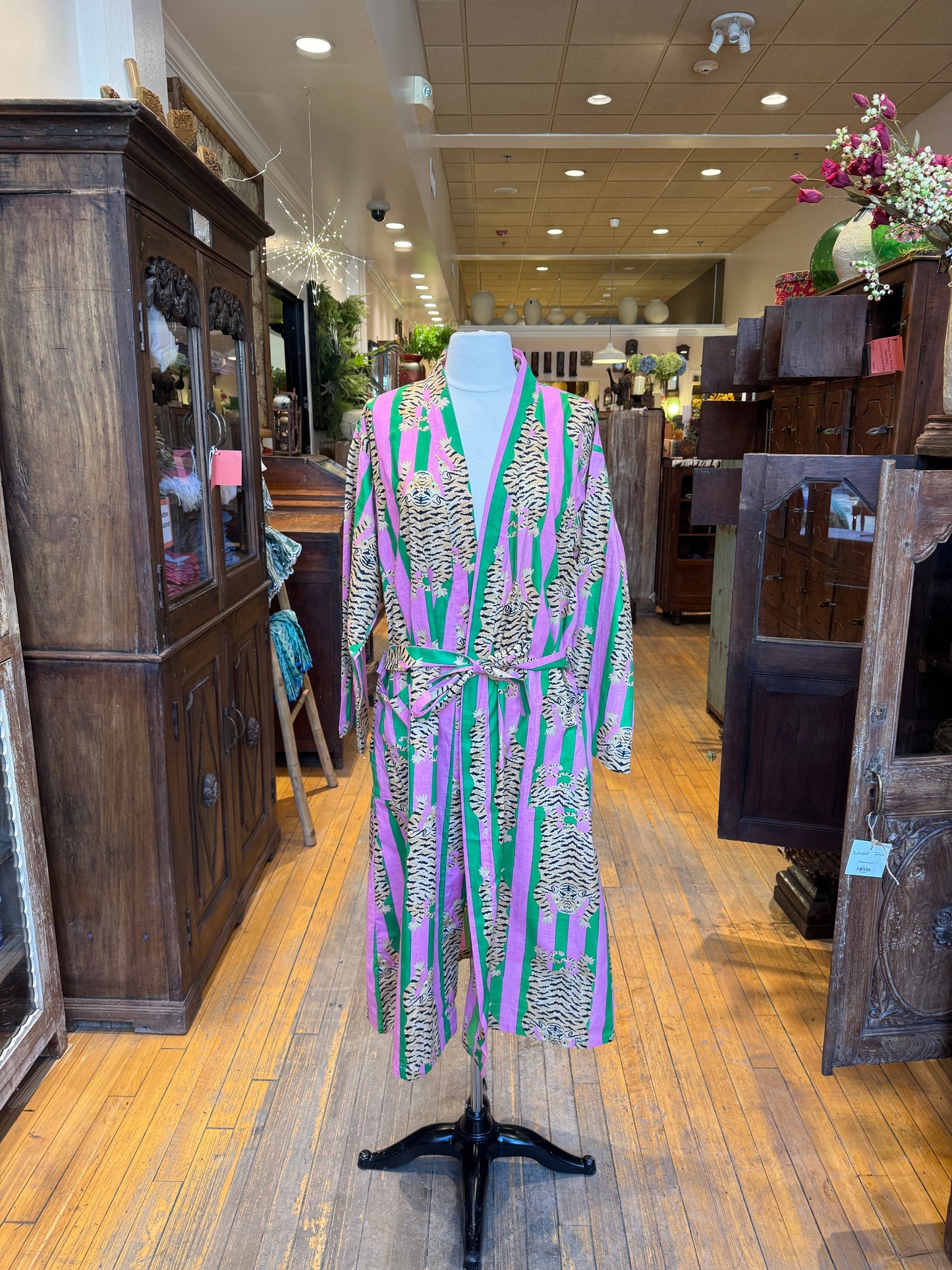 Tiger Print Pink & Green Robe